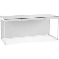 BDI Centro 6401 Desk Satin White on Oak / Grey Glass