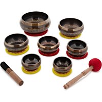 Gear4music Life Seven Piece Ornate Brass Singing Bowl Set