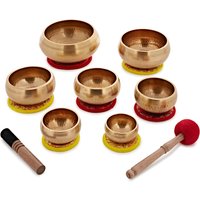 Gear4music Life Seven Piece Hammered Brass Singing Bowl Set