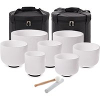 Gear4music Life Seven Piece Crystal Singing Bowl Set & Bags 432Hz