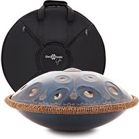 Gear4music Life Handpan 12 Notes D Kurd with Carrying Bag Black Gold