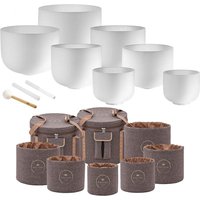 Meinl Crystal Singing Bowl Chakra Set with Sleeves & Travel Carry Bags Brown