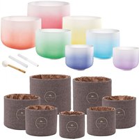 Meinl Colour Frosted Crystal Singing Bowl Chakra Set With Sleeves Brown