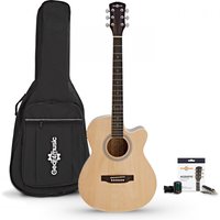 Single Cutaway Electro Acoustic Guitar & Accessory Pack by Gear4music Natural