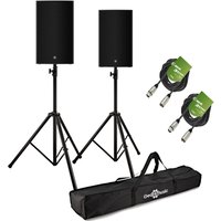 Yamaha DZR15 15 Active PA Speaker Bundle with Stands and Cables