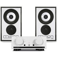 Mission 778x Integrated Amplifier with 750 Bookshelf Speakers Silver/Black