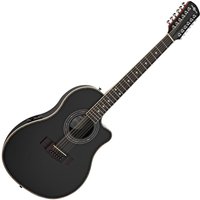 12 String Electro Acoustic Roundback Guitar by Gear4music Black
