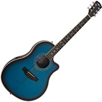 Roundback Electro Acoustic Guitar by Gear4music Blue Burst