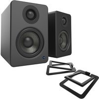 Kanto YU2 Powered Desktop Speakers with S2 Tilted Speaker Stands Matte Black