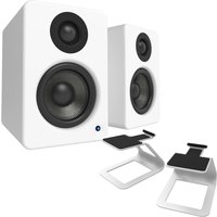 Kanto YU2 Powered Desktop Speakers with SE2 Elevated Speaker Stands Matte White