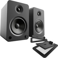 Kanto YU6 Powered Bookshelf Speakers with S6 Tilted Stands Black