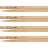 Los Cabos 5A Red Hickory Nylon Tip Drumsticks 4 Pair Pack