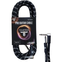 Tourtech 3m/10ft Braided Black & Grey Straight To Angled Guitar Cable