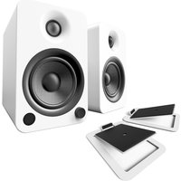 Kanto YU4 Powered Bookshelf Speakers with S4 Tilted Stands White