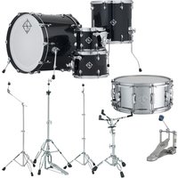 Dixon Cornerstone Hybrid 22 Drum Kit w/Hardware & Steel Snare Piano Black Gloss