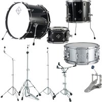 Dixon Cornerstone Hybrid 22 Drum Kit w/Hardware & Steel Snare Piano Black Gloss