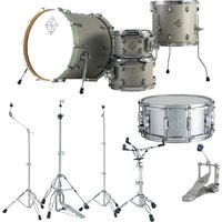 Dixon Cornerstone Hybrid 20 Drum Kit w/Hardware & Steel Snare Satin Cement Grey
