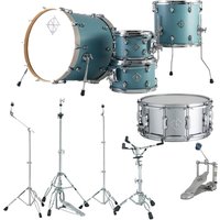 Dixon Cornerstone Hybrid 20 Drum Kit w/Hardware & Steel Snare Satin Quetzal Blue