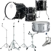Dixon Cornerstone Hybrid 20 Drum Kit w/Hardware & Steel Snare Piano Black Gloss