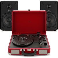 AVCOM Suitcase Turntable with Active Speakers Red & Black