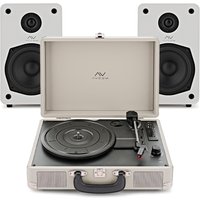 AVCOM Suitcase Turntable with Active Speakers Cream & White