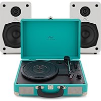 AVCOM Suitcase Turntable with Active Speakers Green & White