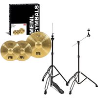 Meinl HCS Cymbal Set 14" Hi Hat & 18" Crash/Ride & Gear4music Stands Black