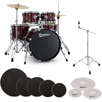 Premier Revolution 20” 5pc Low Volume Drum Kit Bundle Red Sparkle