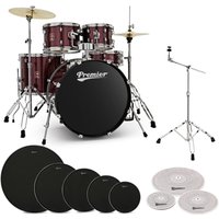 Premier Revolution 22” 5pc Low Volume Drum Kit Bundle Red Sparkle