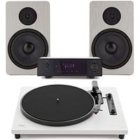 AVCOM Contemporary Turntable with Amplifier and Speakers White