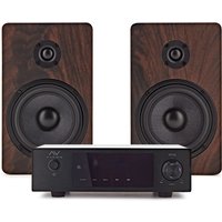 AVCOM Solid State Amplifier with Passive Speakers Walnut