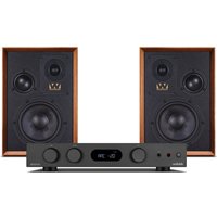 Wharfedale Super Denton Speakers with Audiolab 6000A MKII Integrated Amplifier Mahogany