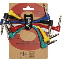 Stagg SPC010L E Mono Patch Cable 6-Pack 10cm Right-Angle Jack to Jack