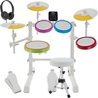 Junior Electronic Drum Kit with Headphones and Stool by Gear4music White