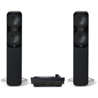 Technics SL-1500C Turntable Arcam A5+ Amplifier & Q Acoustics 5050 Floorstanding Speakers Black