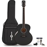 Jumbo Left Handed Acoustic Guitar & Accessory Pack by Gear4music Black