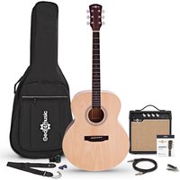 Jumbo Electro Acoustic Guitar Natural 15W Acoustic Amp & Accessory Pack