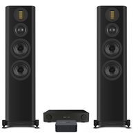 WiiM Pro Plus Arcam A15+ & Wharfedale EVO 5.4 Floorstanding Speakers Hi-Fi Package Black