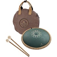 Meinl Sonic Energy 16" Octave Steel Tongue Drum F# Minor 9 Notes 432 Hz Green Engraved Floral
