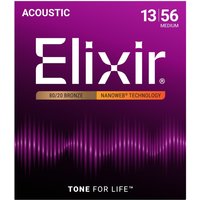 Elixir 11102 NANOWEB Medium Acoustic Strings 13-56