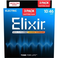 Elixir Nanoweb Guitar Strings 3 Pack 10-46