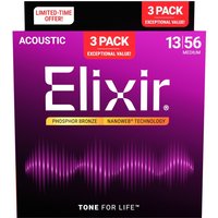Elixir Phosphor Nanoweb Akustikschnüre 3er Pack 13-56