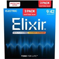 Elixir 16540 NANOWEB Gitarrensaiten 3er Pack 9-42