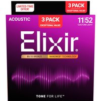Elixir 80/20 Nanoweb Akustiksaiten 3er Pack 11-52