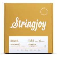 Stringjoy Brights Super Light Gauge (11-52) 80/20 Bronze Acoustic Guitar Strings