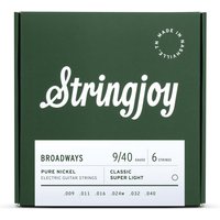 Stringjoy Broadways Classic Super Light Gauge (9-40) Pure Nickel Electric Guitar Strings