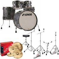 Sonor AQ2 22 5pc Complete Drum Kit With Hardware & Throne Titanium Quartz