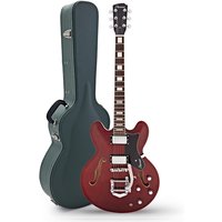 Hartwood Revival Vibrato Semi Acoustic Guitar & Hard Case Cherry Red