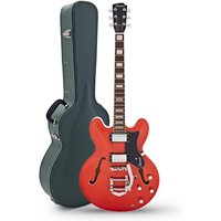 Hartwood Revival Vibrato Semi Acoustic Guitar & Hard Case Burnt Orange