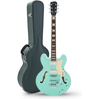 Hartwood Revival Vibrato Semi Acoustic Guitar & Hard Case Jade Green